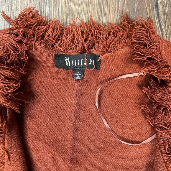 NEW Sisters Rust Fringe Long Sweater Vest RTL $98 Size Large - Picture 3 of 5